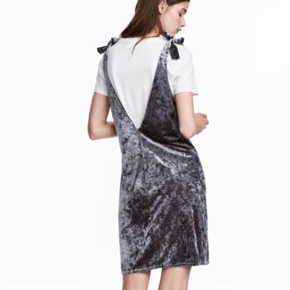 grey crushed velvet dress